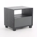Modern Minimalist Square 1-Drawer Storage Dark Gray Nightstand For Bedroom Lumendat