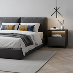 Modern Minimalist Square 1-Drawer Storage Dark Gray Nightstand For Bedroom Lumendat