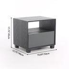 Modern Minimalist Square 1-Drawer Storage Dark Gray Nightstand For Bedroom Lumendat