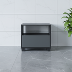Modern Minimalist Square 1-Drawer Storage Dark Gray Nightstand For Bedroom Lumendat