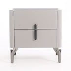 Modern Luxury Square 2-Drawer Storage Nightstand - Black Glass Top Bedside Table For Bedroom Lumendat