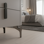Modern Luxury Square 2-Drawer Storage Nightstand - Black Glass Top Bedside Table For Bedroom Lumendat