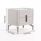 Modern Luxury Square 2-Drawer Storage Nightstand - Black Glass Top Bedside Table For Bedroom Lumendat