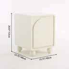 Contemporary Scandinavian Square Cream 1-Cabinet Accent Nightstand - Sculpted Arch Door & Ball Legs Bedside Table For Bedroom Lumendat