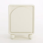 Contemporary Scandinavian Square Cream 1-Cabinet Accent Nightstand - Sculpted Arch Door & Ball Legs Bedside Table For Bedroom Lumendat