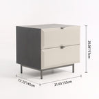 Modern Minimalist Square Gray 2-Drawer Storage Nightstand - Veneered Plywood Frame Bedside Table For Bedroom Lumendat