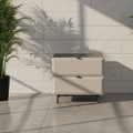 Modern Minimalist Square Gray 2-Drawer Storage Nightstand - Veneered Plywood Frame Bedside Table For Bedroom Lumendat