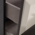 Modern Minimalist Square Gray 2-Drawer Storage Nightstand - Veneered Plywood Frame Bedside Table For Bedroom Lumendat