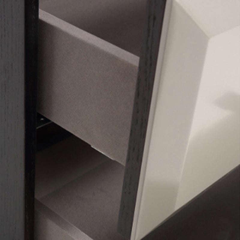 Modern Minimalist Square Gray 2-Drawer Storage Nightstand - Veneered Plywood Frame Bedside Table For Bedroom Lumendat
