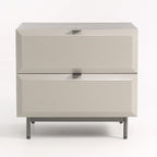 Modern Minimalist Square Gray 2-Drawer Storage Nightstand - Veneered Plywood Frame Bedside Table For Bedroom Lumendat