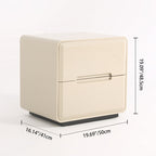 Contemporary Scandinavian Square Cream White 2-Drawer Storage Nightstand For Bedroom Lumendat