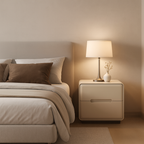 Contemporary Scandinavian Square Cream White 2-Drawer Storage Nightstand For Bedroom Lumendat