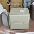Contemporary Scandinavian Square Cream White 2-Drawer Storage Nightstand For Bedroom Lumendat