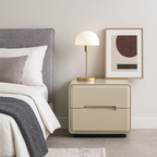 Contemporary Scandinavian Square Cream White 2-Drawer Storage Nightstand For Bedroom Lumendat