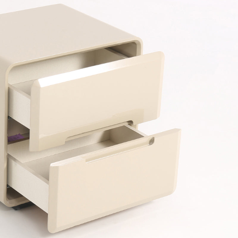Contemporary Scandinavian Square Cream White 2-Drawer Storage Nightstand For Bedroom Lumendat