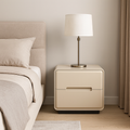 Contemporary Scandinavian Square Cream White 2-Drawer Storage Nightstand For Bedroom Lumendat