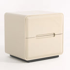 Contemporary Scandinavian Square Cream White 2-Drawer Storage Nightstand For Bedroom Lumendat