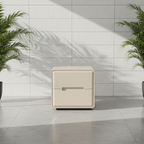 Contemporary Scandinavian Square Cream White 2-Drawer Storage Nightstand For Bedroom Lumendat