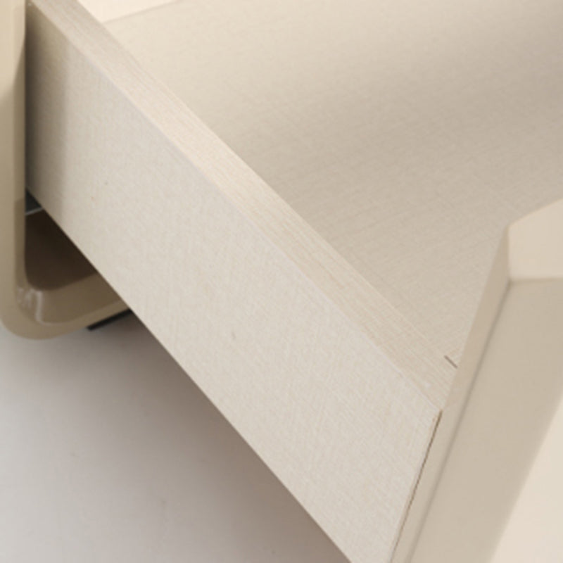 Contemporary Scandinavian Square Cream White 2-Drawer Storage Nightstand For Bedroom Lumendat