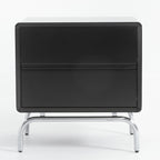 Modern Minimalist Black 2-Drawer Storage Nightstand - Matte Finish Stainless Steel Base Bedside Table For Bedroom Lumendat
