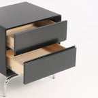Modern Minimalist Black 2-Drawer Storage Nightstand - Matte Finish Stainless Steel Base Bedside Table For Bedroom Lumendat