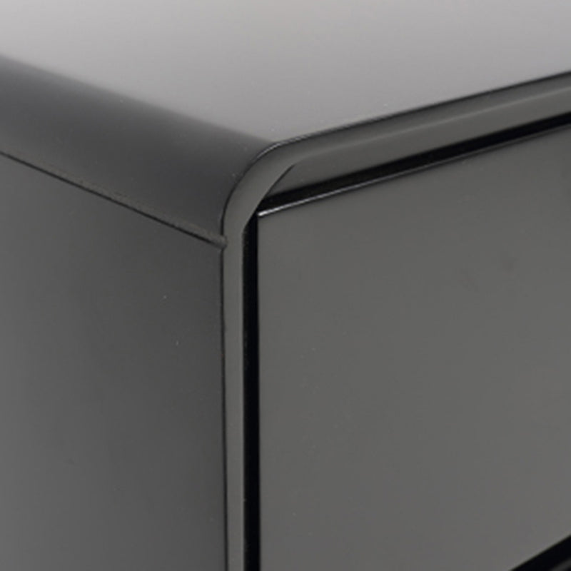 Modern Minimalist Black 2-Drawer Storage Nightstand - Matte Finish Stainless Steel Base Bedside Table For Bedroom Lumendat