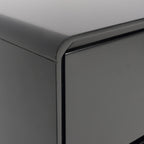 Modern Minimalist Black 2-Drawer Storage Nightstand - Matte Finish Stainless Steel Base Bedside Table For Bedroom Lumendat