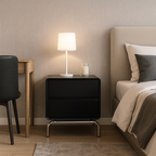 Modern Minimalist Black 2-Drawer Storage Nightstand - Matte Finish Stainless Steel Base Bedside Table For Bedroom Lumendat