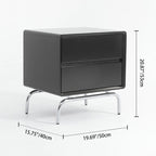 Modern Minimalist Black 2-Drawer Storage Nightstand - Matte Finish Stainless Steel Base Bedside Table For Bedroom Lumendat