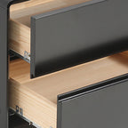 Modern Minimalist Black 2-Drawer Storage Nightstand - Matte Finish Stainless Steel Base Bedside Table For Bedroom Lumendat