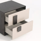 Modern Mid-Century Black & Walnut 2-Drawer Storage Nightstand - Color Blocking Frame Bedside Table For Bedroom Lumendat
