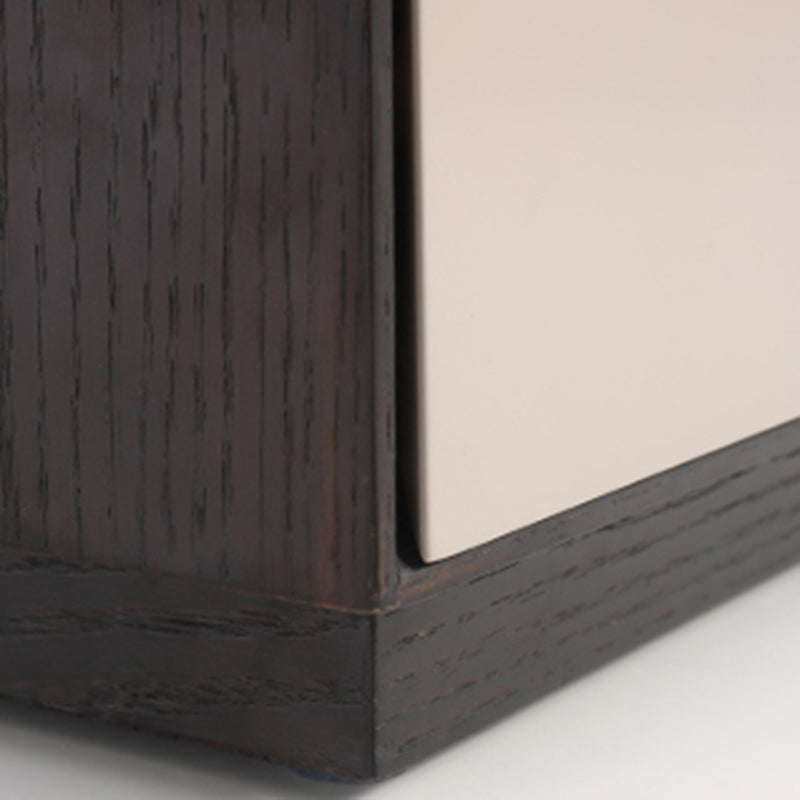 Modern Mid-Century Black & Walnut 2-Drawer Storage Nightstand - Color Blocking Frame Bedside Table For Bedroom Lumendat