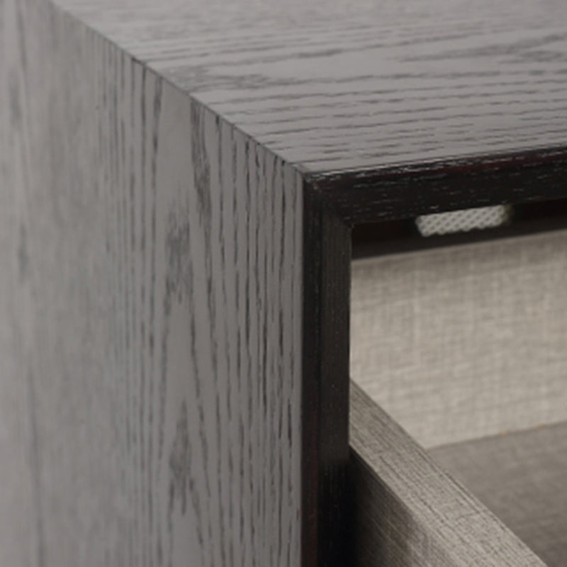 Modern Mid-Century Black & Walnut 2-Drawer Storage Nightstand - Color Blocking Frame Bedside Table For Bedroom Lumendat