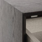 Modern Mid-Century Black & Walnut 2-Drawer Storage Nightstand - Color Blocking Frame Bedside Table For Bedroom Lumendat