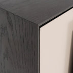 Modern Mid-Century Black & Walnut 2-Drawer Storage Nightstand - Color Blocking Frame Bedside Table For Bedroom Lumendat