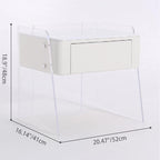 Modern Minimalist Cream White 1-Drawer Storage Nightstand - Acrylic High Legs Bedside Table For Bedroom Lumendat