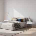 Modern Minimalist Cream White 1-Drawer Storage Nightstand - Acrylic High Legs Bedside Table For Bedroom Lumendat