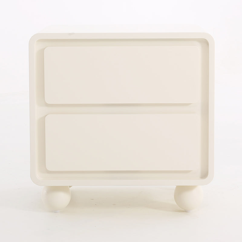Contemporary Scandinavian Cream White "Cloud" Nightstand - 2-Drawer Storage Bedside Table For Bedroom Lumendat
