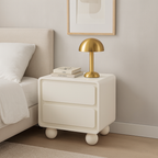 Contemporary Scandinavian Cream White "Cloud" Nightstand - 2-Drawer Storage Bedside Table For Bedroom Lumendat