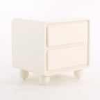 Contemporary Scandinavian Cream White "Cloud" Nightstand - 2-Drawer Storage Bedside Table For Bedroom Lumendat