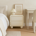 Contemporary Scandinavian Cream White "Cloud" Nightstand - 2-Drawer Storage Bedside Table For Bedroom Lumendat
