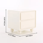 Contemporary Scandinavian Cream White "Cloud" Nightstand - 2-Drawer Storage Bedside Table For Bedroom Lumendat