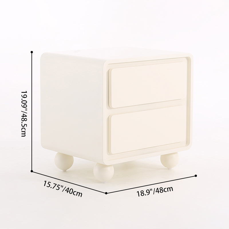 Contemporary Scandinavian Cream White "Cloud" Nightstand - 2-Drawer Storage Bedside Table For Bedroom Lumendat