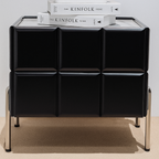 Contemporary Scandinavian Cream 2-Drawer Nightstand - Sintered Stone Top Embossed Cube Bedside Table For Bedroom Lumendat