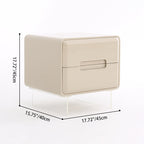 Contemporary Scandinavian Soft Beige 2-Drawer Storage Nightstand - Rounded Corner Design Clear Acrylic Legs Bedside Table For Bedroom Lumendat