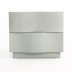 Contemporary Scandinavian Greige 2-Drawer Storage Nightstand - 3D Wave Pattern Drawers Bedside Table For Bedroom Lumendat