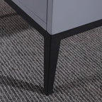 Modern Luxury Square Morandi Grey 2-Drawer Storage Nightstand - Minimalist Elegance Bedside Table For Bedroom Lumendat