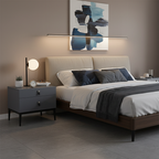 Modern Luxury Square Morandi Grey 2-Drawer Storage Nightstand - Minimalist Elegance Bedside Table For Bedroom Lumendat