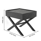 Modern Minimalist 1-Drawer Storage Nightstand - X-Shaped Iron Legs Bedside Table For Bedroom Lumendat