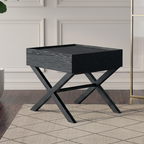 Modern Minimalist 1-Drawer Storage Nightstand - X-Shaped Iron Legs Bedside Table For Bedroom Lumendat